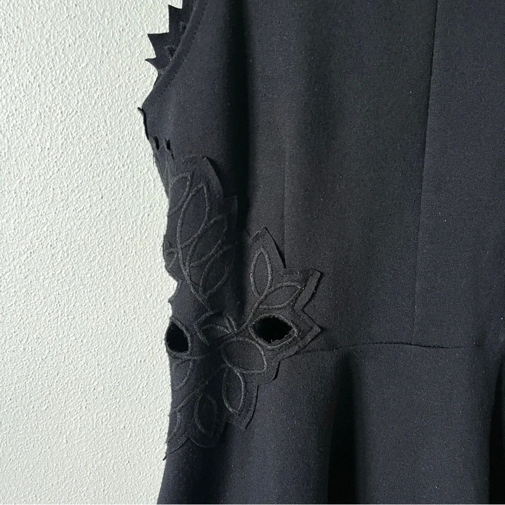 Free People Cha Cha Ponte Knit Black Fit & Flare Dress with Lace Cutout Detail - Picture 5 of 16